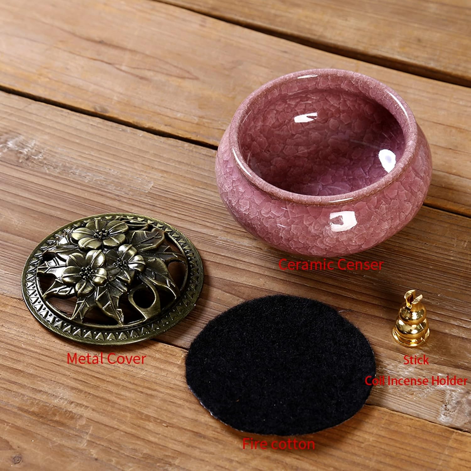 Violet Ceramic Incense Burner with Stick Holder