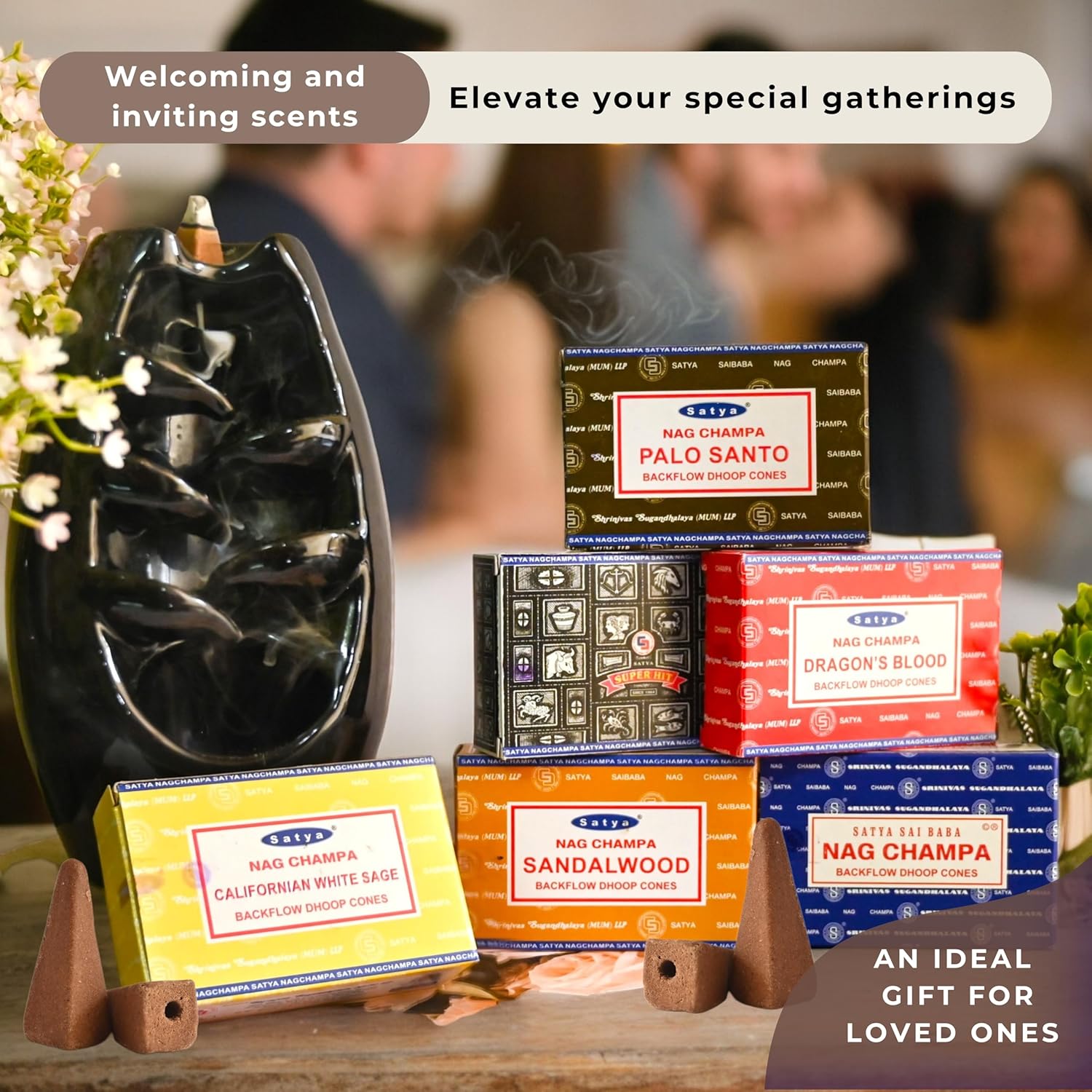 TRUMIRI Variety Pack Backflow Incense Cones for Waterfall Fountain - Pack of 6