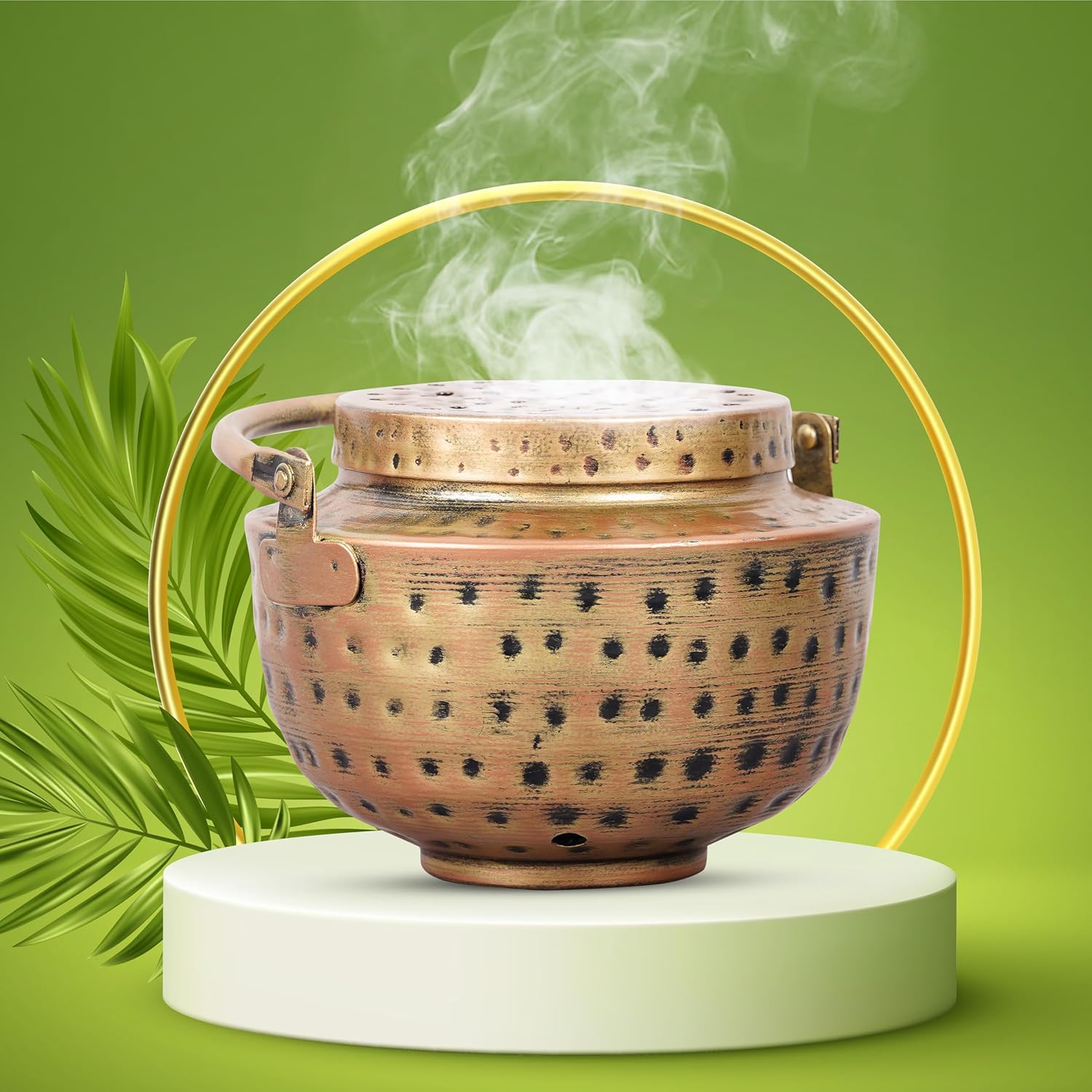 Hand Hammered Charcoal Resin Incense Burner for Boho Decor