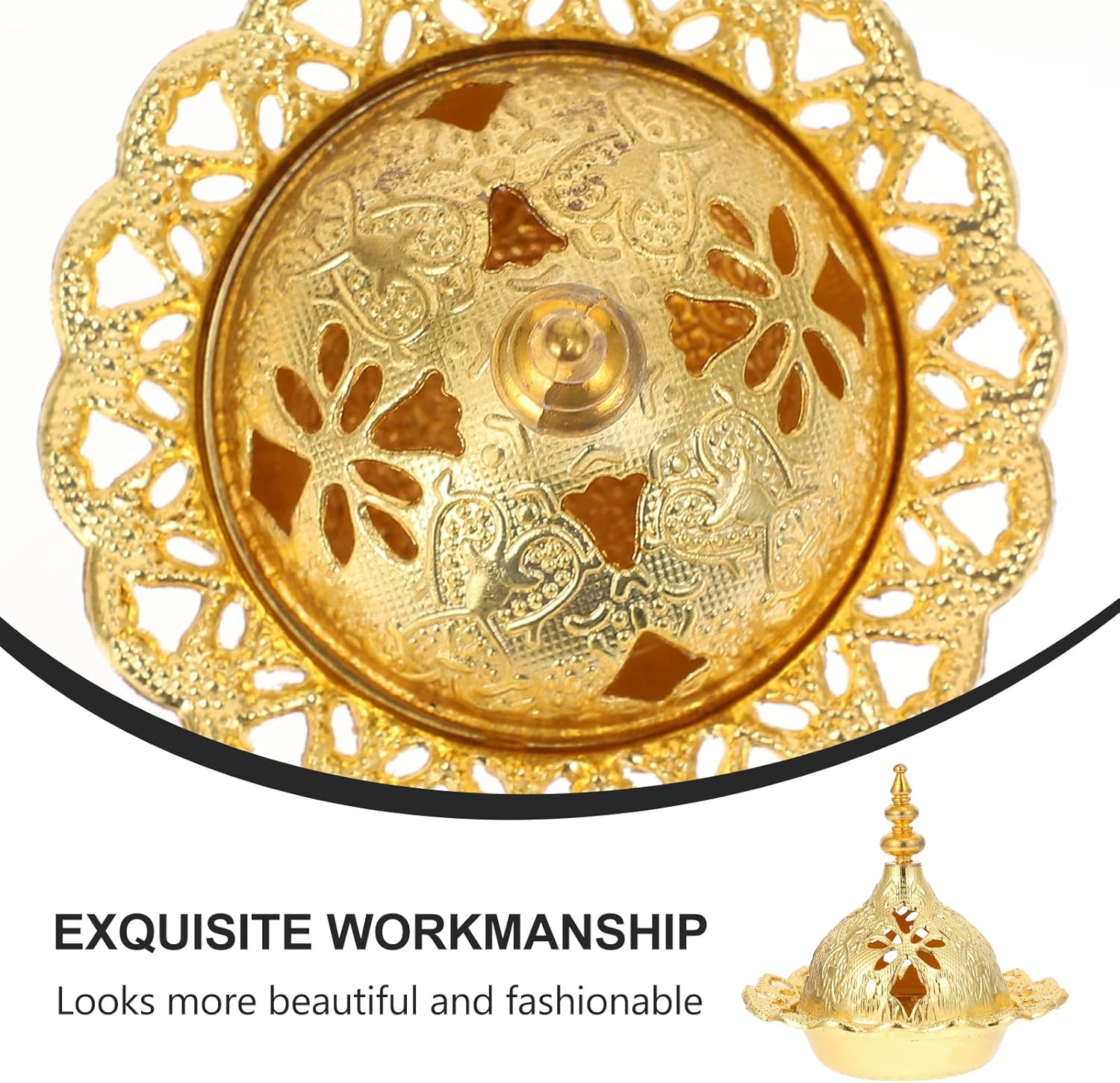 DOITOOL Incense Holder Set with Gold Censer and Brass Tray