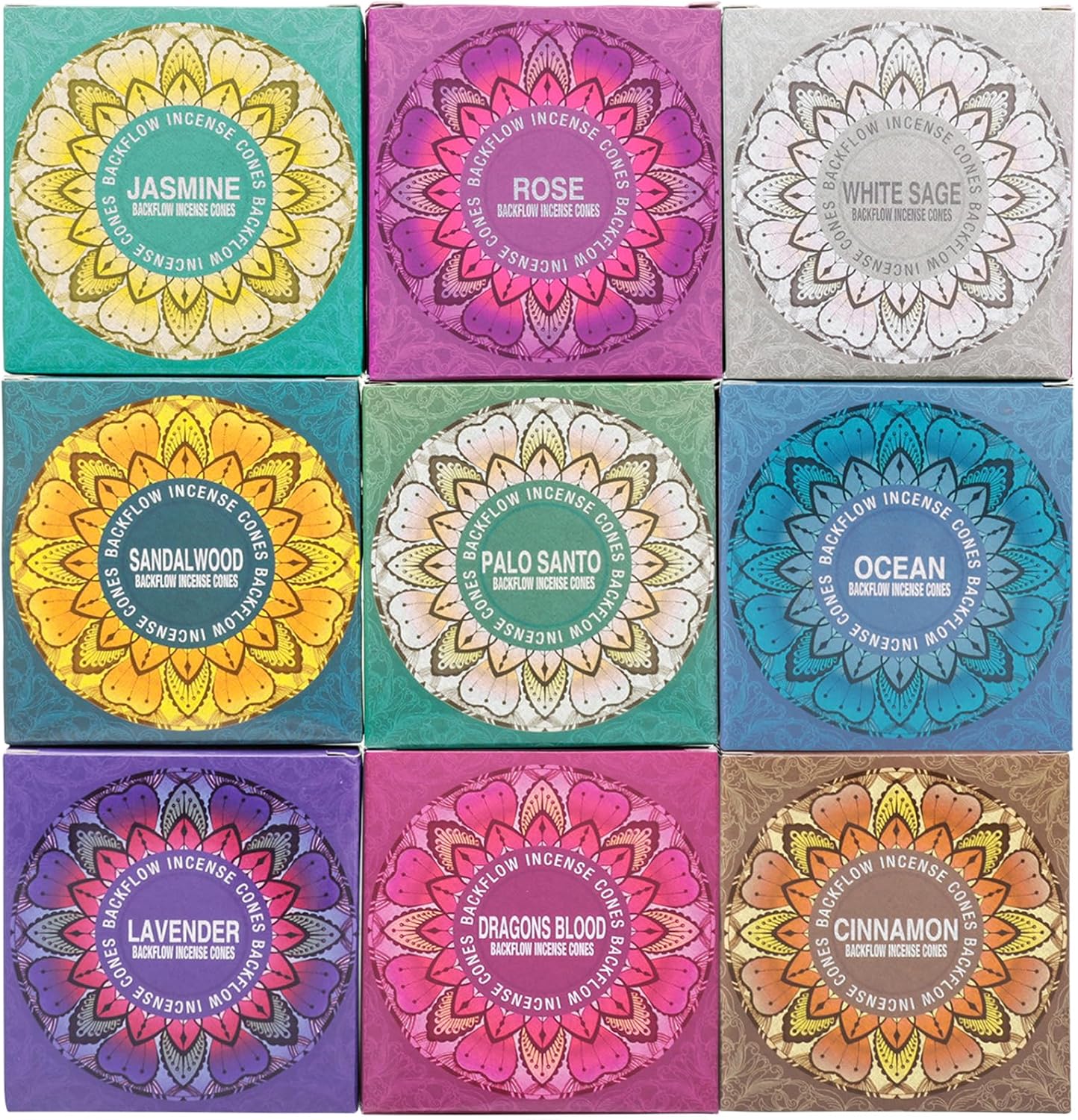 Set of 9 Backflow Incense Cones Variety Pack