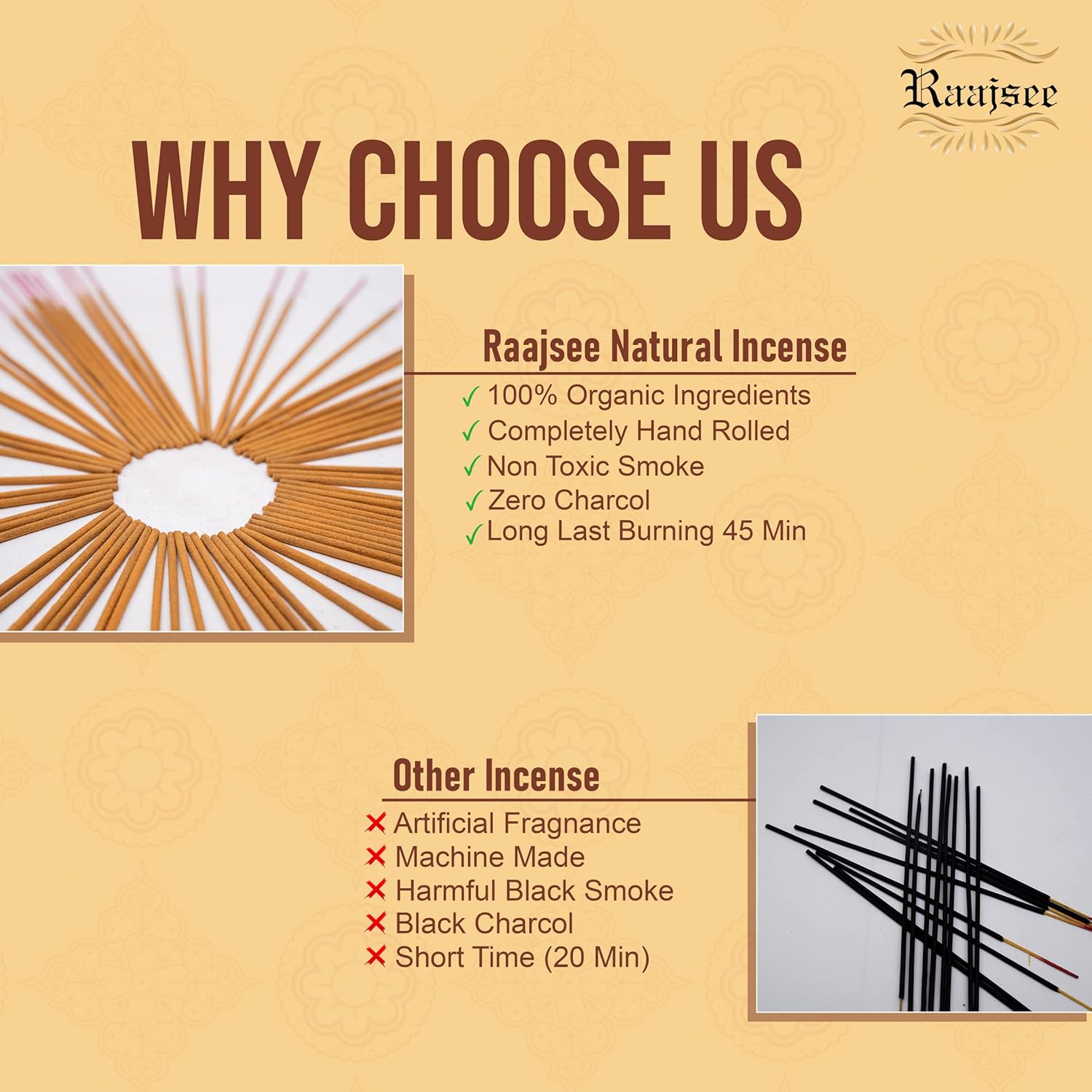Raajsee Sandalwood Incense Sticks 100 Gm Pack