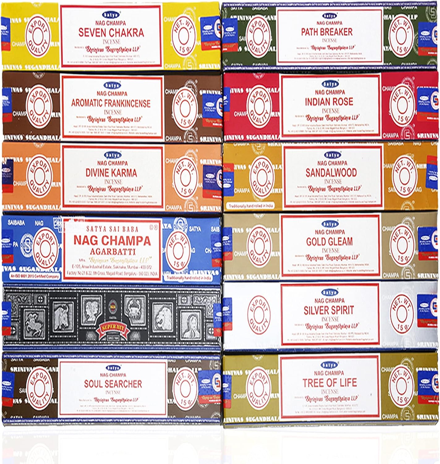 Satya 12 Assorted Incense Sticks Pack 15g