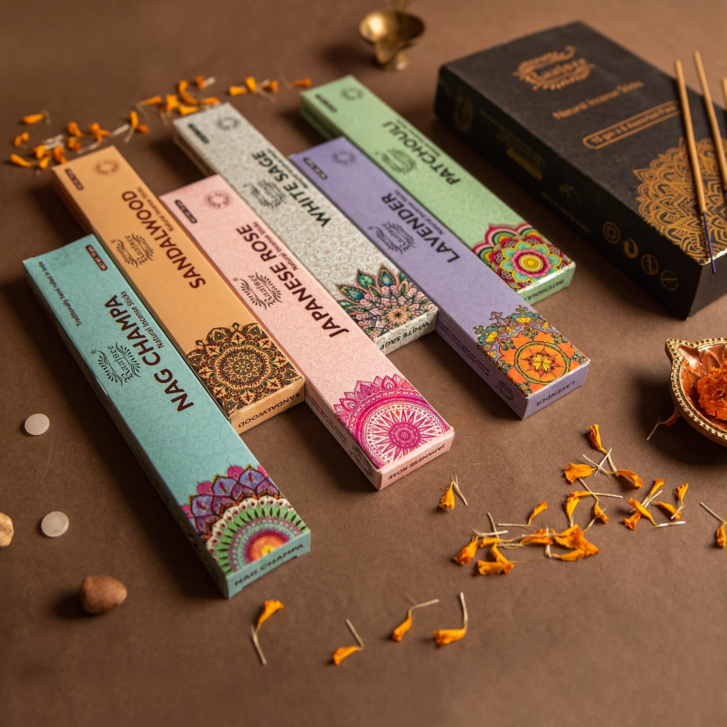 Raajsee Natural Incense Sticks 6 Pack Mixed Scents