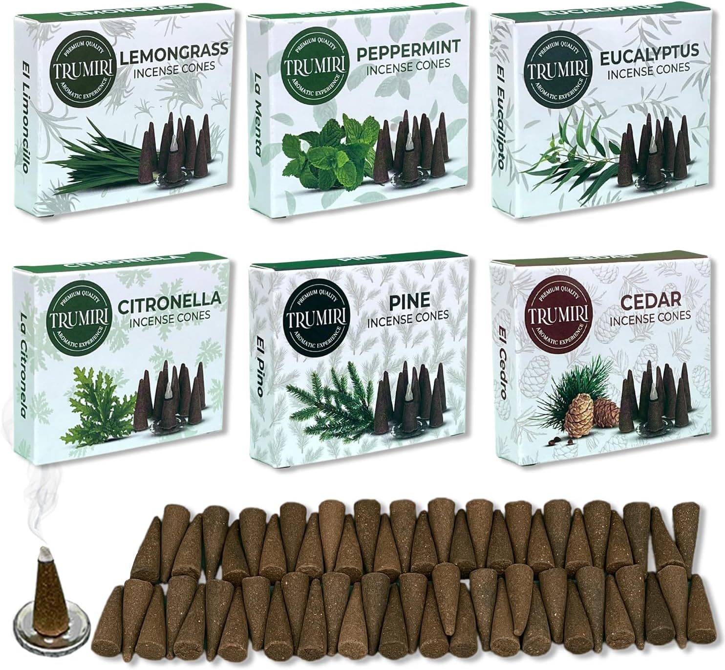 TRUMIRI Leafy Incense Cones Variety Pack 60 Count