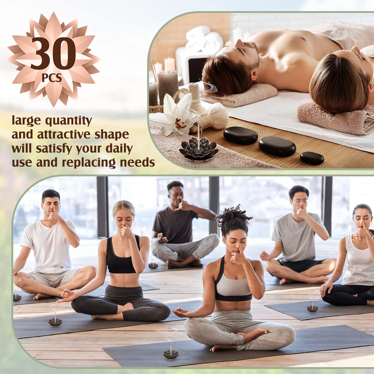 Sumind 30 Piece Brass Lotus Incense Holder Set
