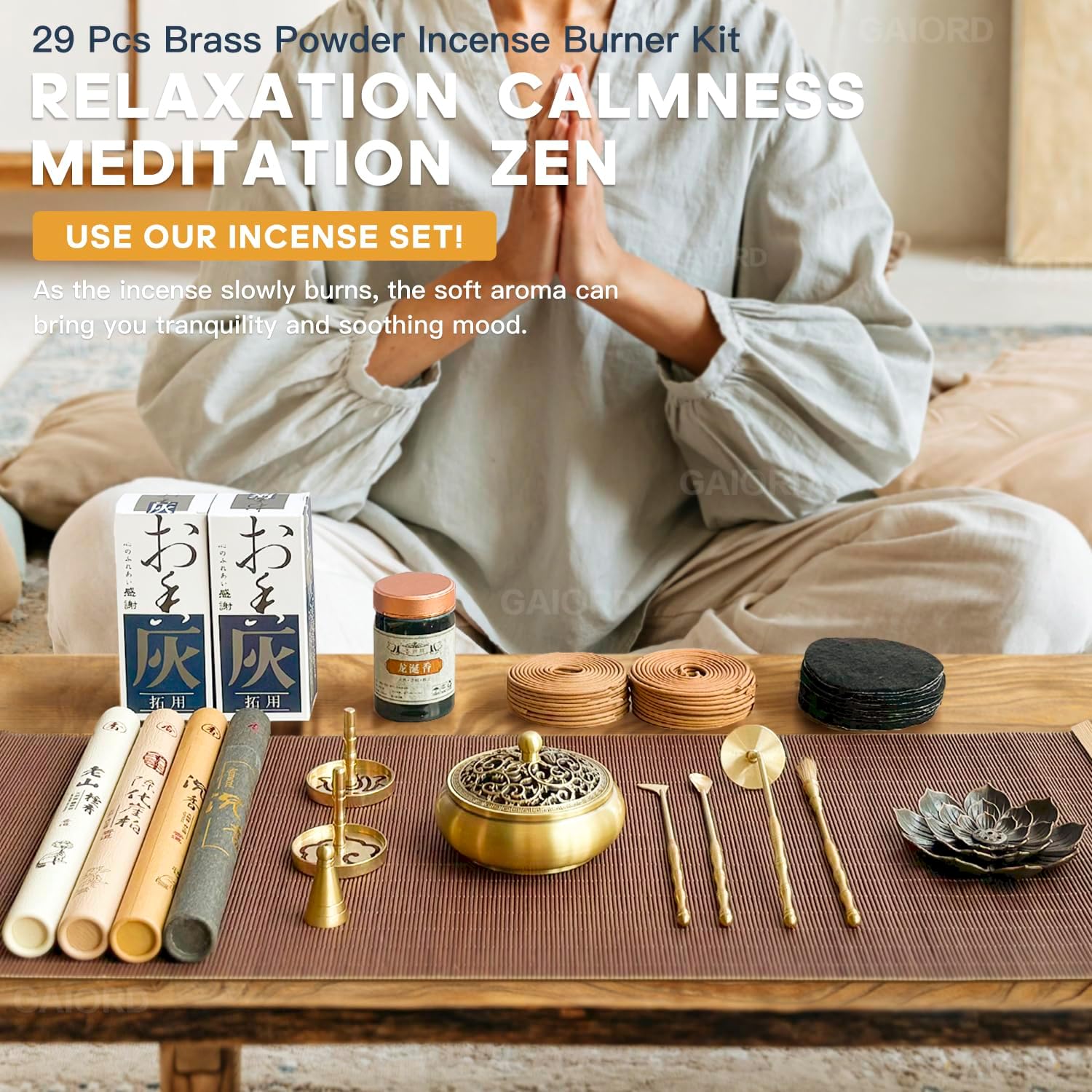 29 Pcs Brass Incense Burner Kit for Home and Meditation
