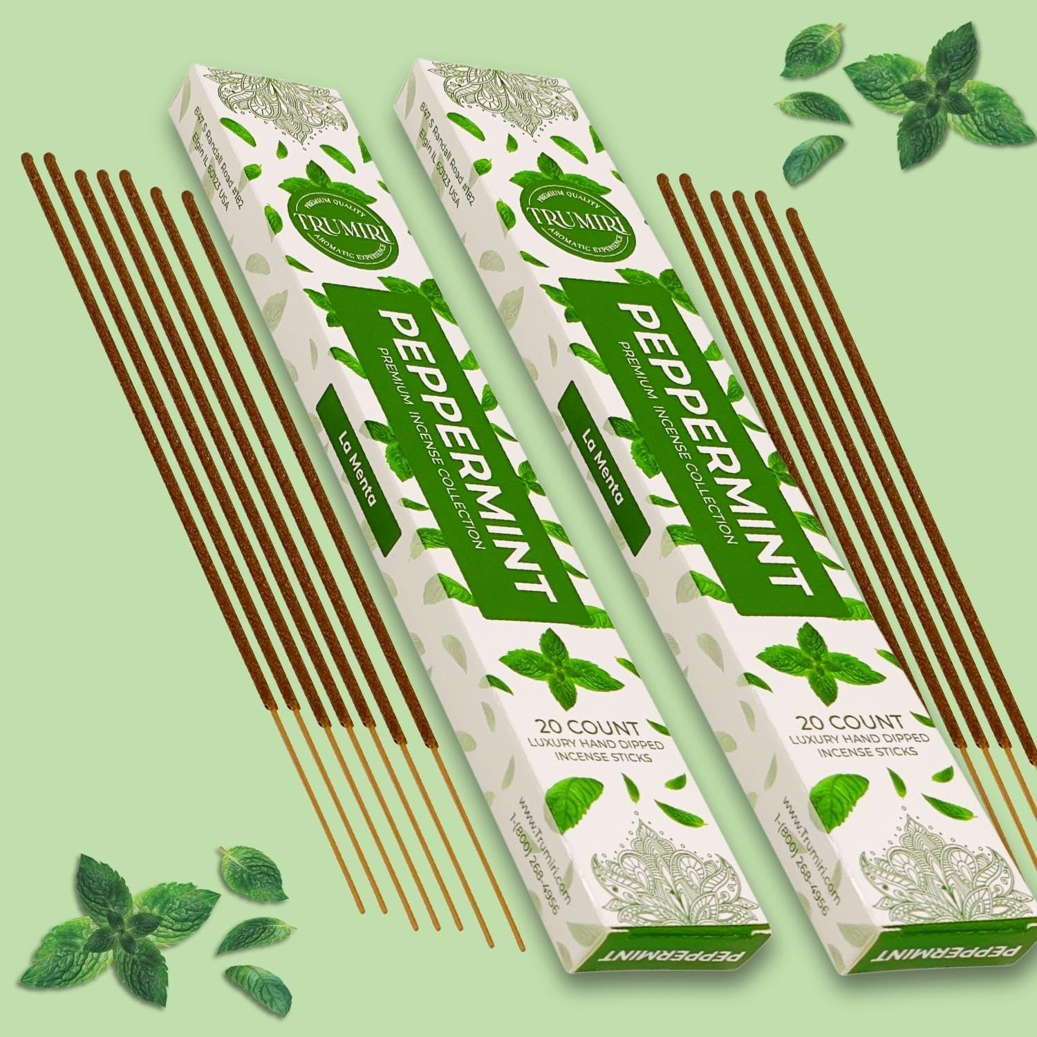 Peppermint Incense Sticks - 40 Sticks Dual Pack