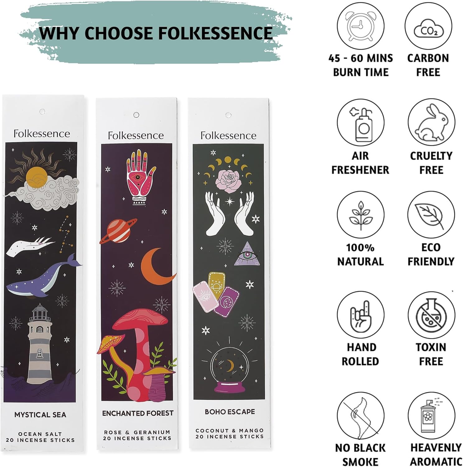 Folkulture Incense Sticks Set of 6 with 120 Sticks