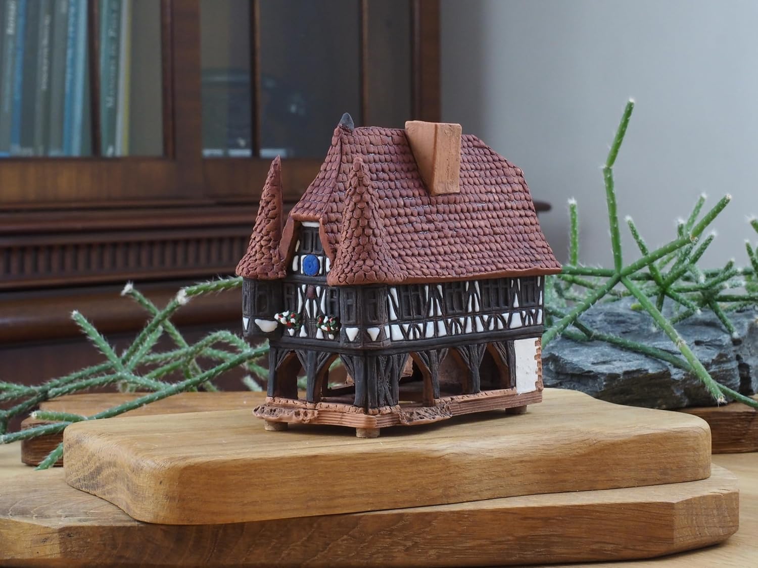 Midene Ceramic Art Cone Incense Holder Handmade Collectible Miniature Town Hall Michelstadt Germany