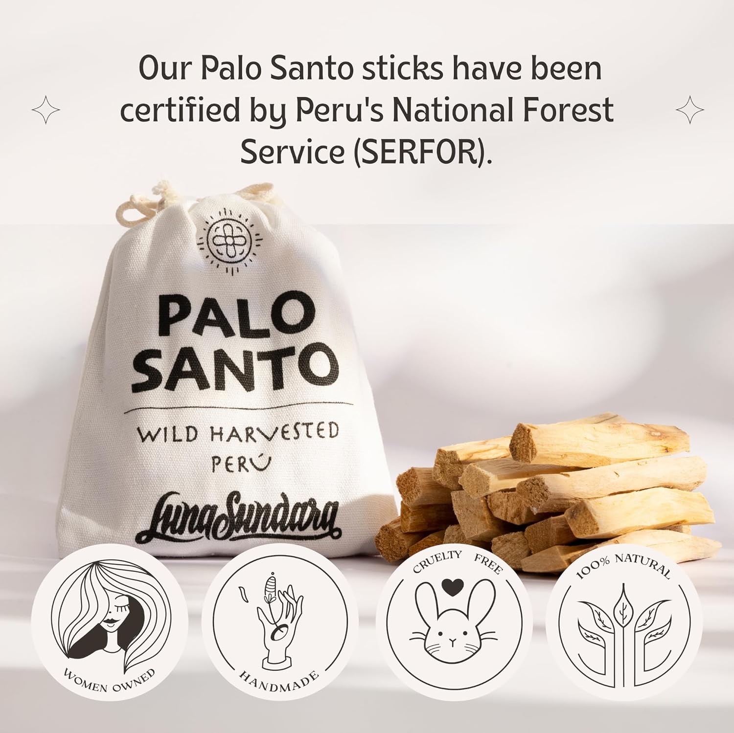 Luna Sundara Palo Santo Sticks 100g Authentic Smudge Sticks
