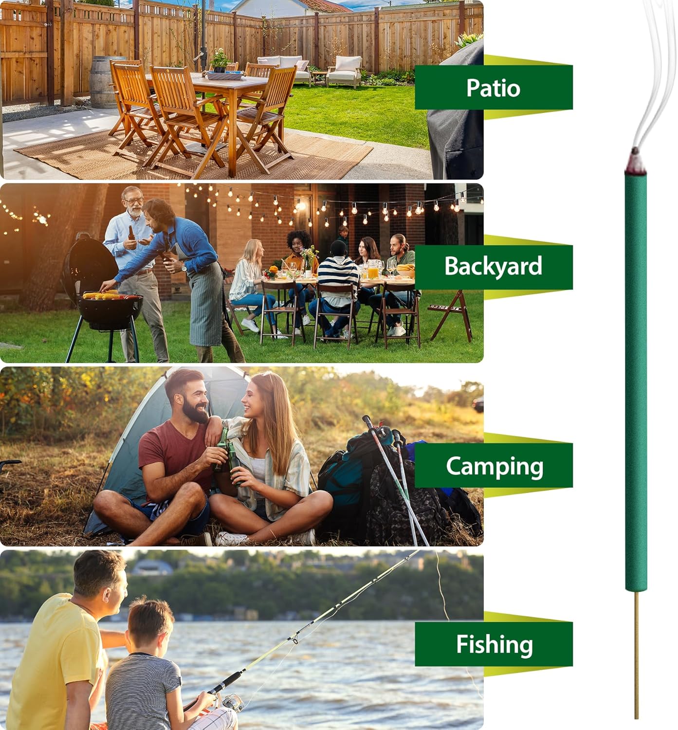 KICKOUTOR Mosquito Repellent Incense Sticks 24PCS DEET Free Natural Citronella Lemongrass Oil
