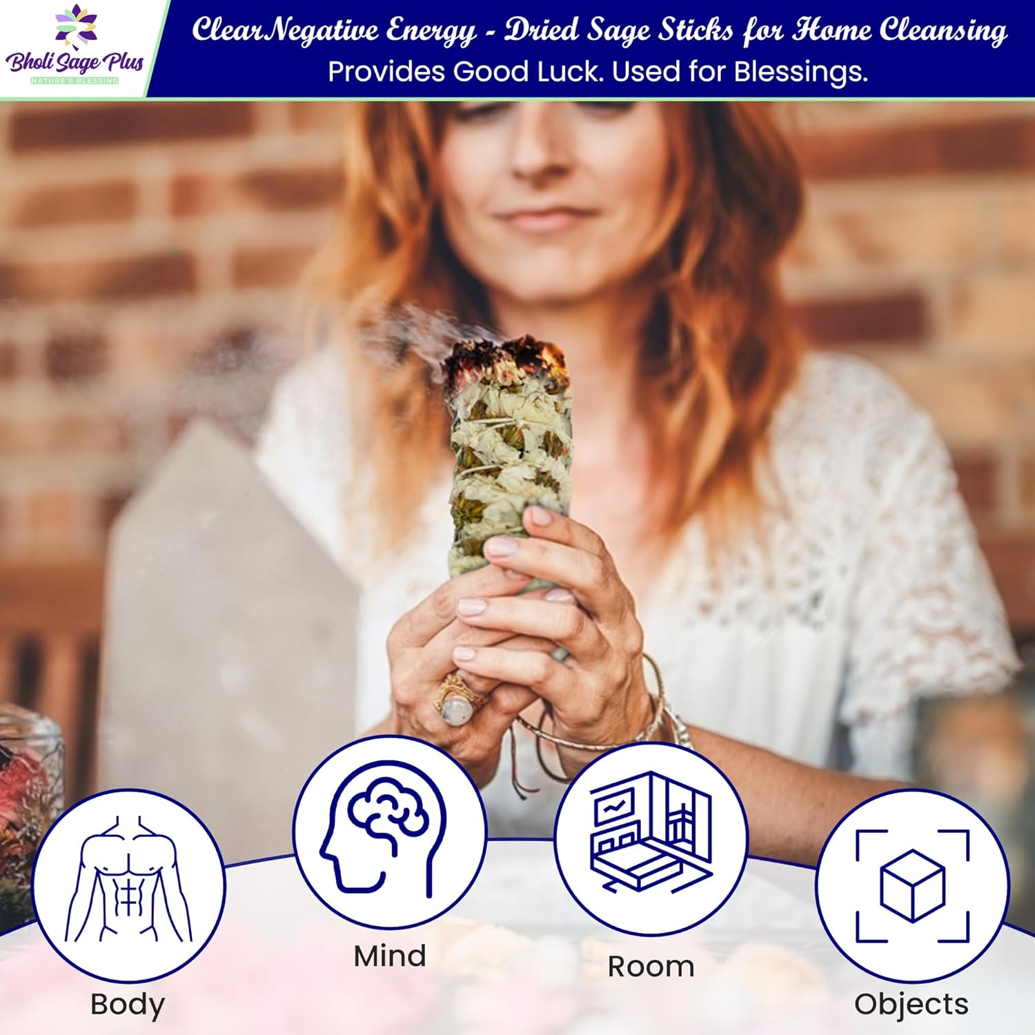 Sage Smudge Kit 4 Sticks for Cleansing and Harmony
