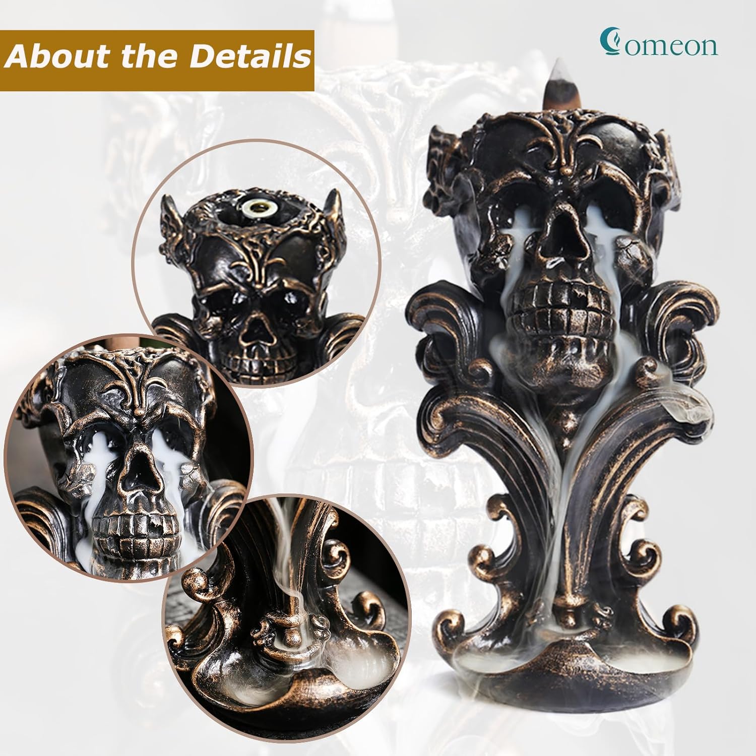Comeon Backflow Incense Burner Skull Design
