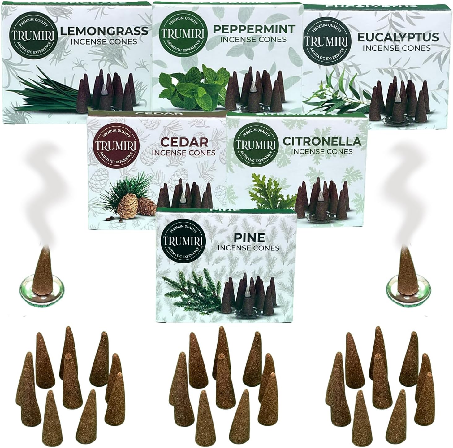 TRUMIRI Leafy Incense Cones Variety Pack 60 Count