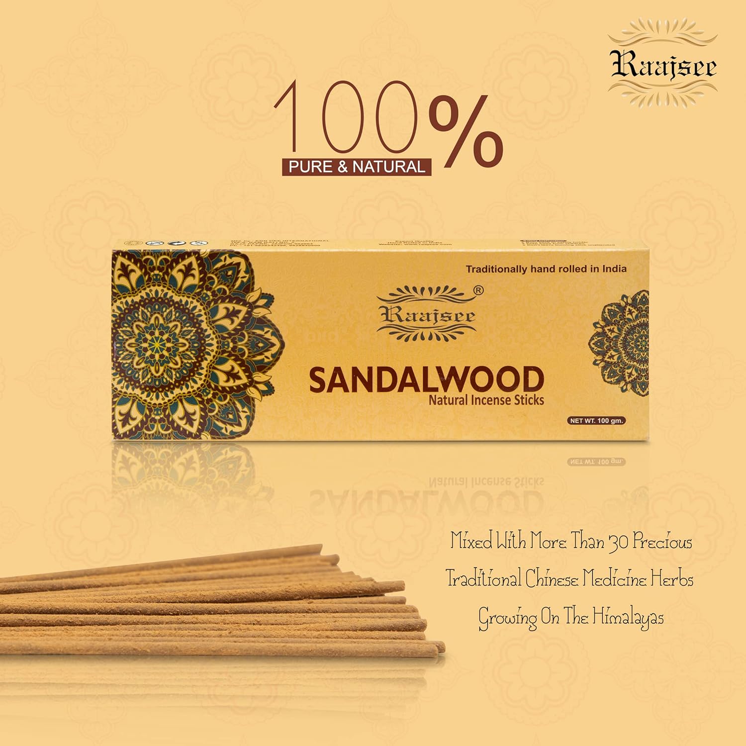 Raajsee Sandalwood Incense Sticks 100 Gm Pack