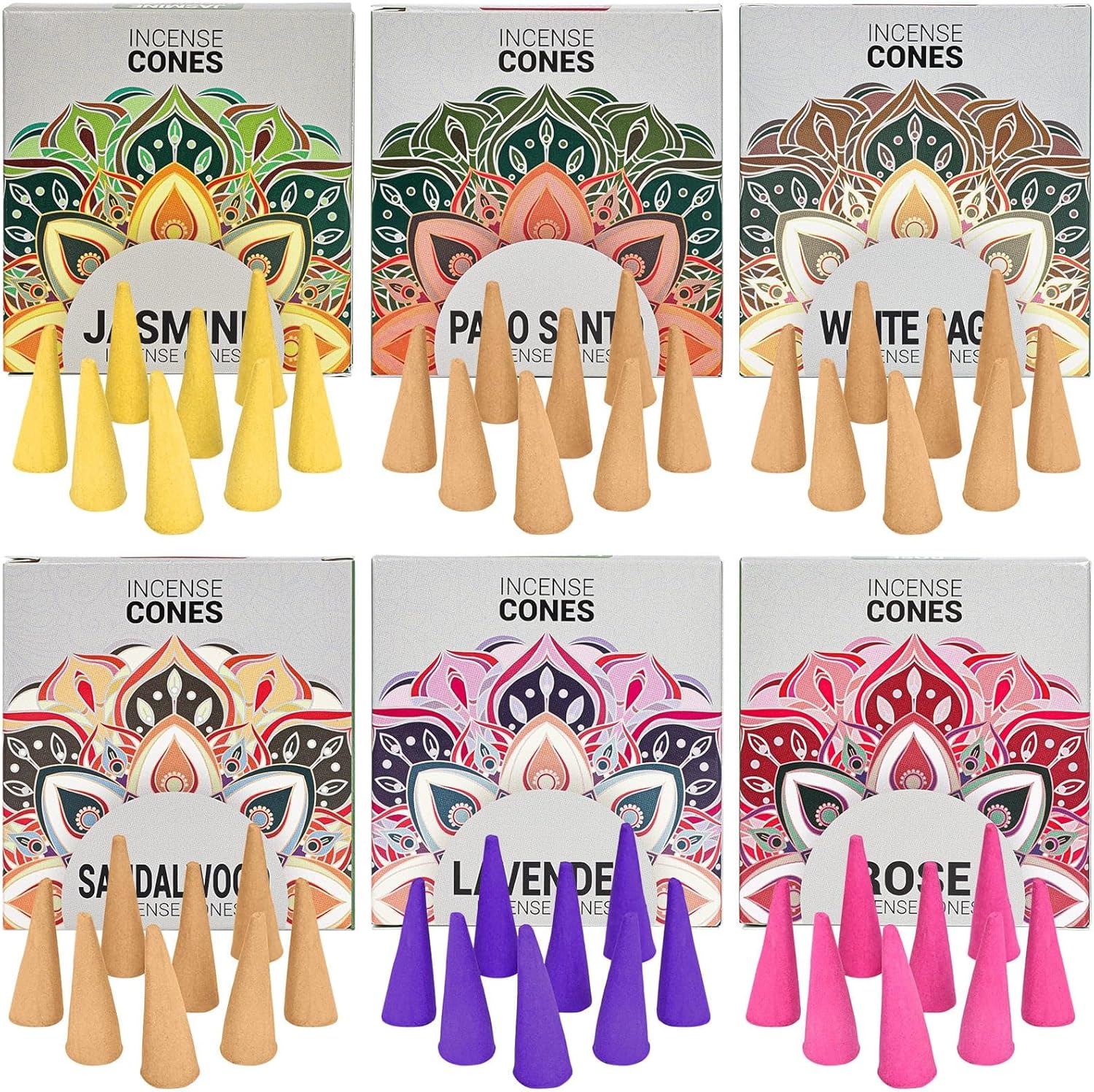 Incense Cones Variety Pack 6 Scents Relaxation