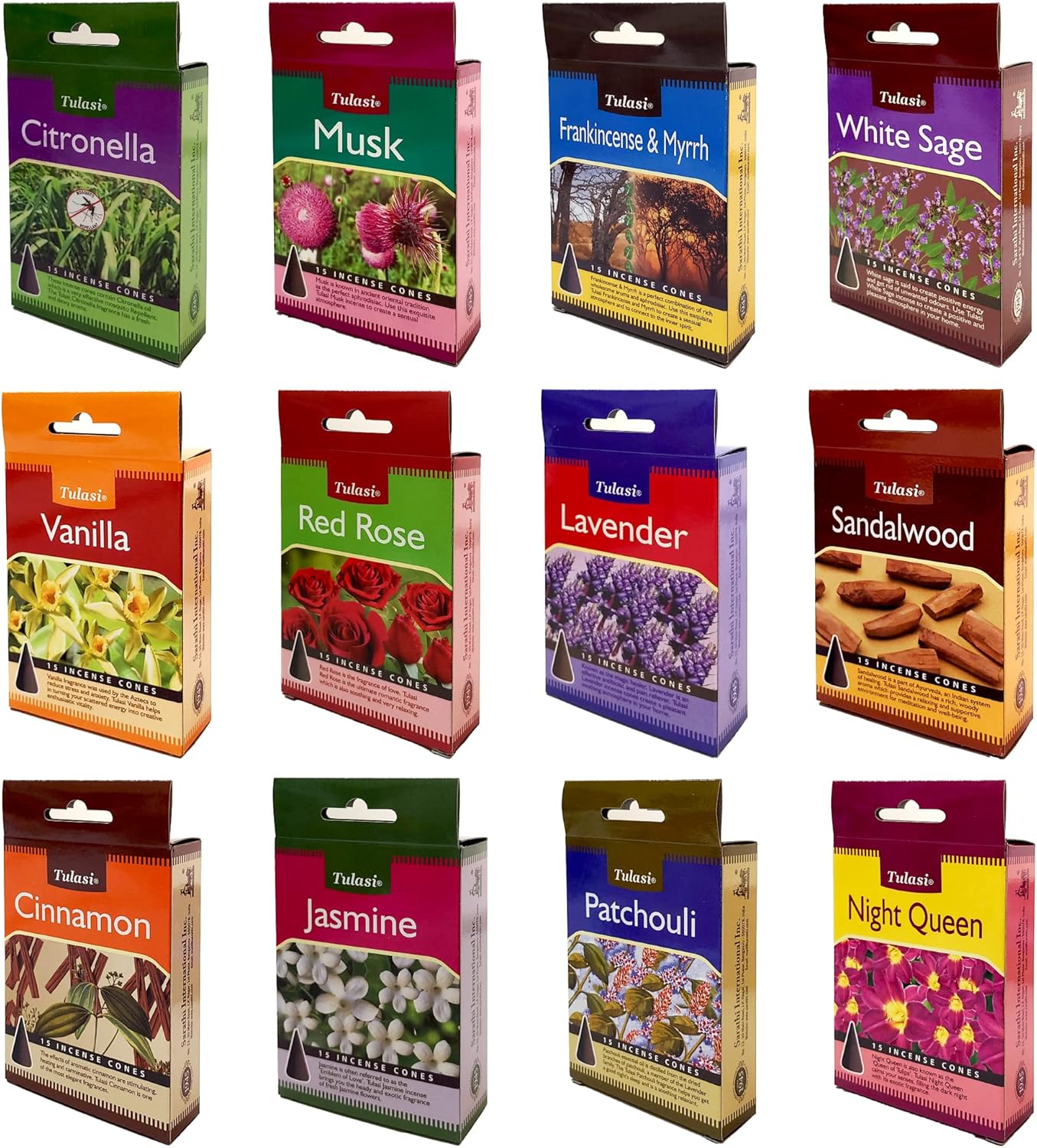 Tulasi Classic Incense Cones Set of 180 Calming Natural Fragrance