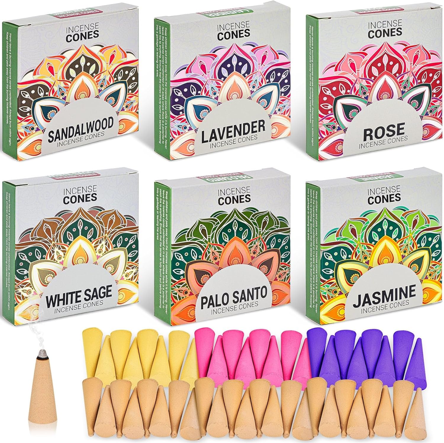 Incense Cones Variety Pack 6 Scents Relaxation