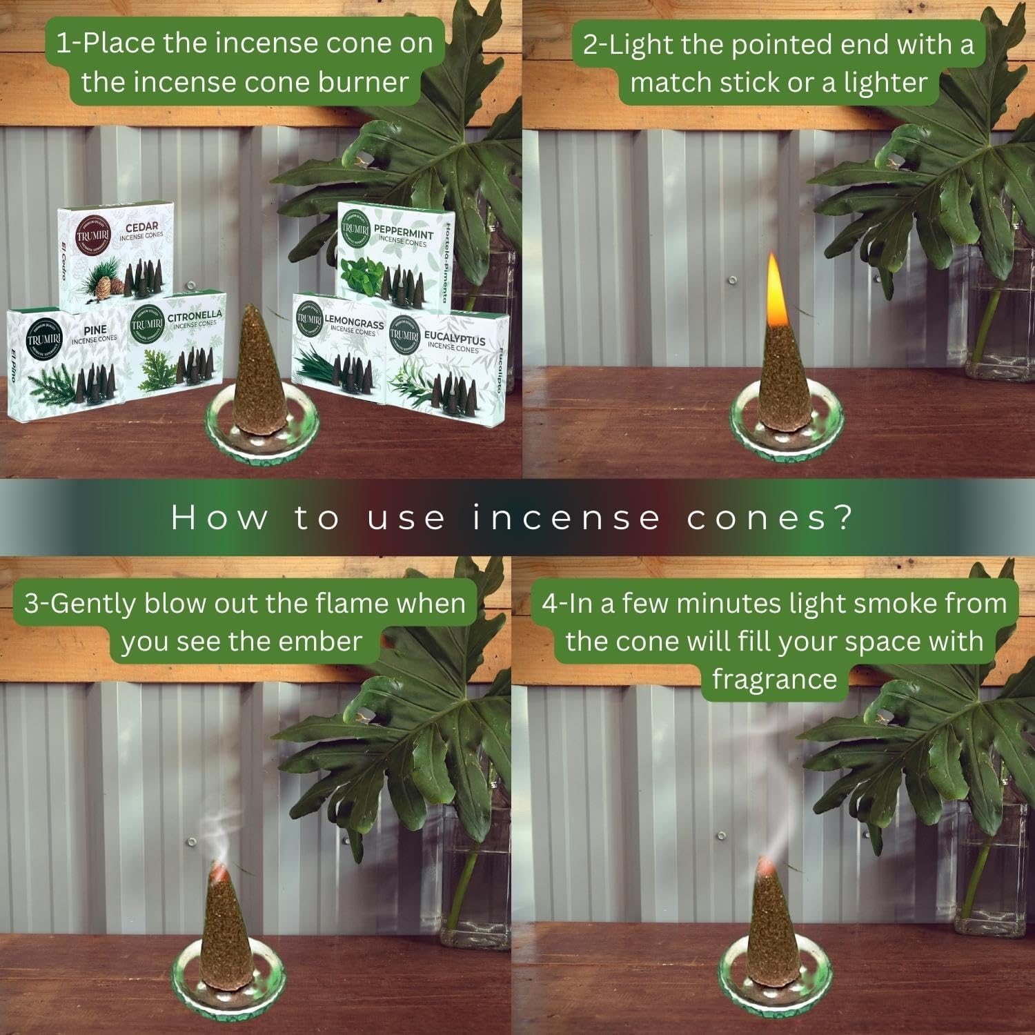 TRUMIRI Leafy Incense Cones Variety Pack 60 Count