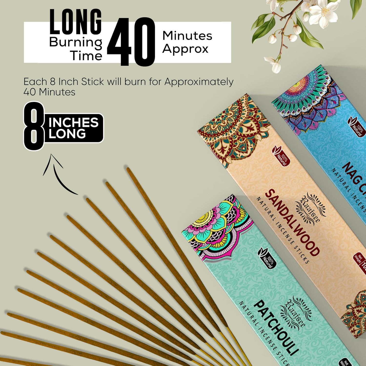 Raajsee Incense Sticks Assorted Pack 12 Count