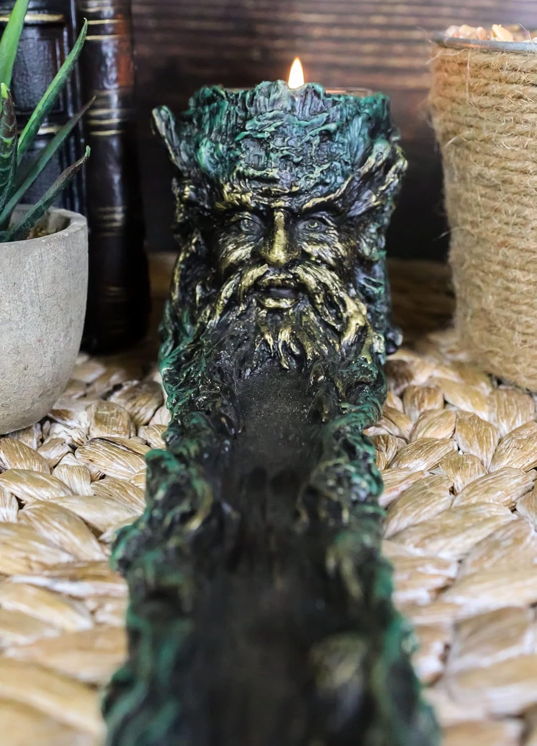 Ebros Mystic Wisteria Greenman Incense Holder Votive Candle Stand