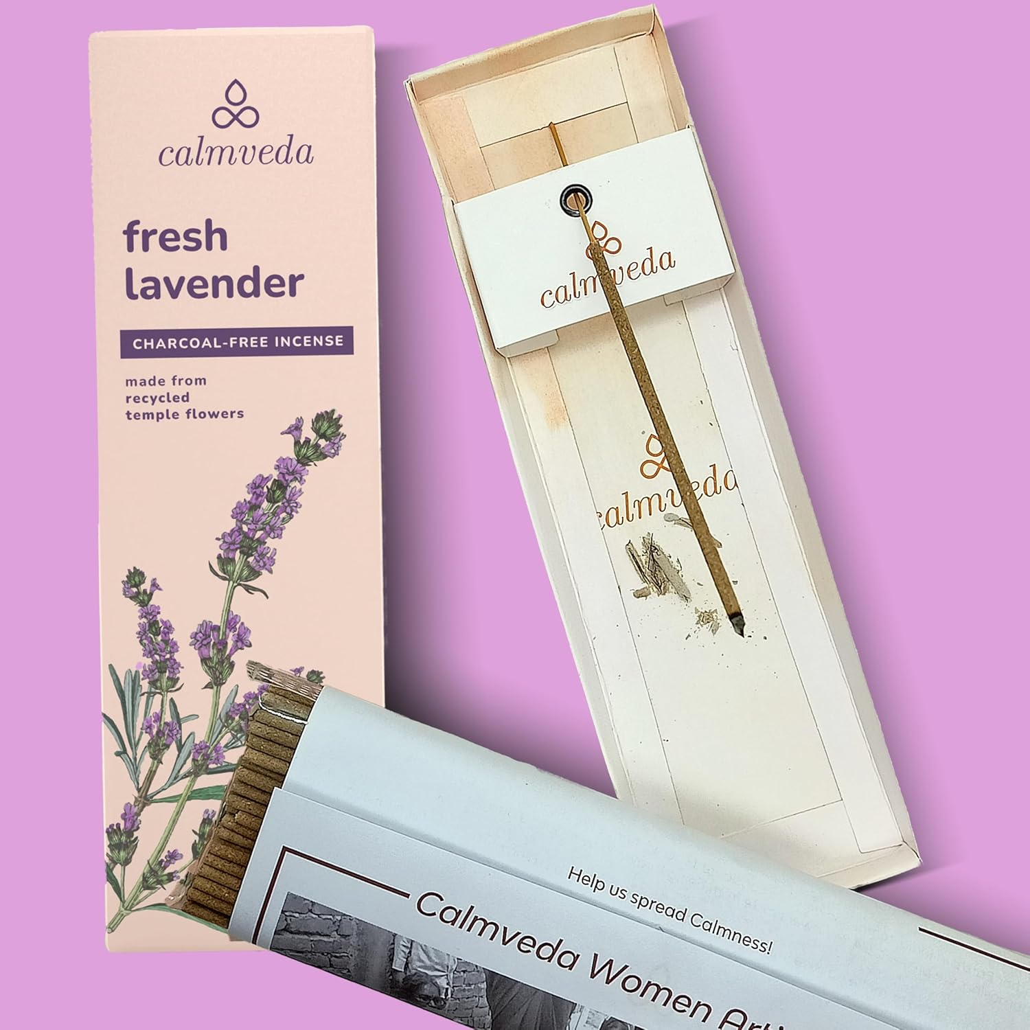 Calmveda Fresh Lavender Incense 80 Sticks Charcoal Free
