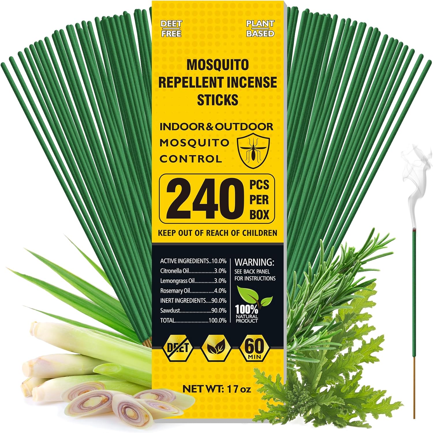 BugBai Mosquito Repellent Incense Sticks 240 PCS