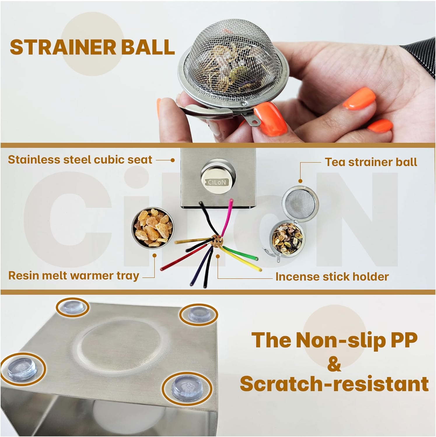 CiLon 4in1 Incense Holder with Tea Candle Warmer and Essential Oil Diffuser 1