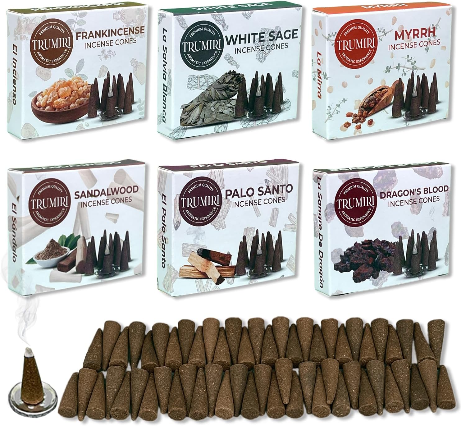 Trumiri Woody Incense Cones Variety Pack 60 Pieces