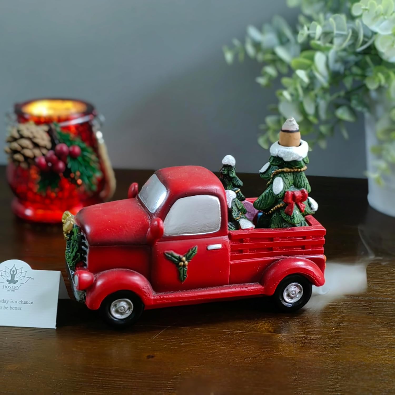 Hosley Red Truck Incense Cone Holder with 20 Cones