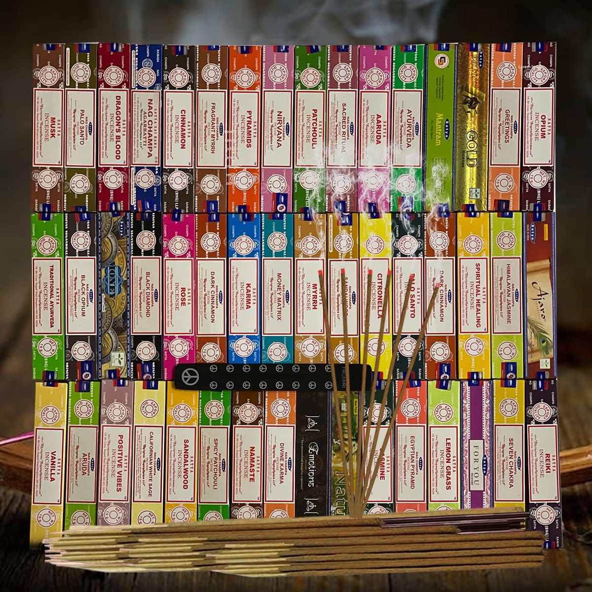 Satya Incense Sticks Variety Pack with Holder