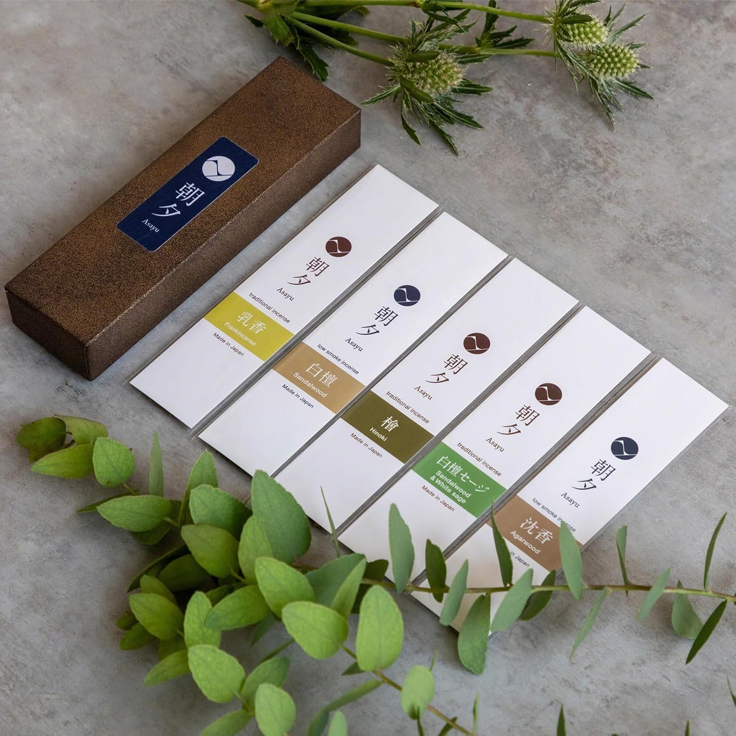 Asayu Japan Incense Sticks Assortment - 5 Natural Fragrances 20g