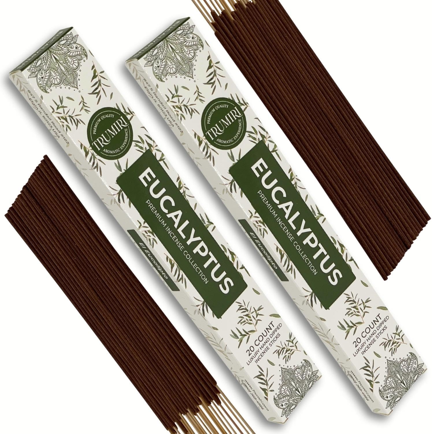 Eucalyptus Incense Sticks - 40 Sticks Dual Pack for Home Use