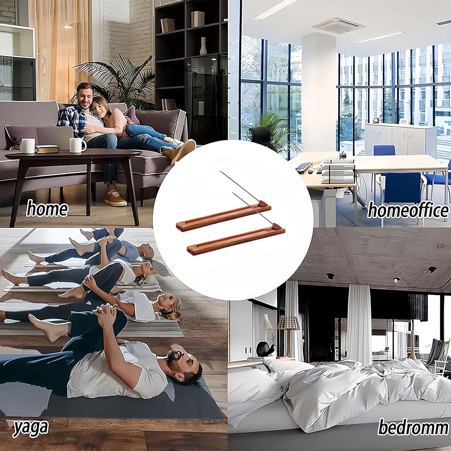 2 Packs Wood Incense Holder with Adjustable Angle and Ash Catcher