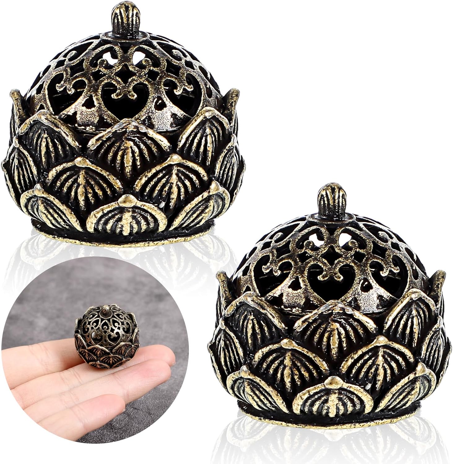 2Pcs Mini Lotus Incense Burner for Home Decor