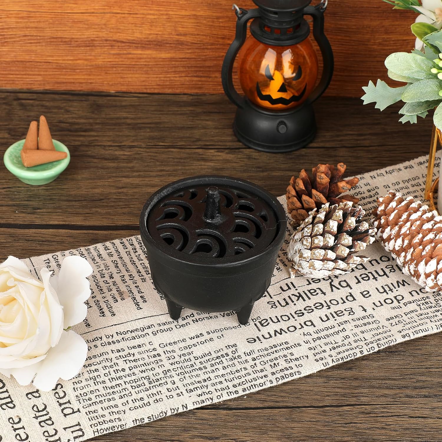 JUXYES Vintage Cast Iron Incense Burner