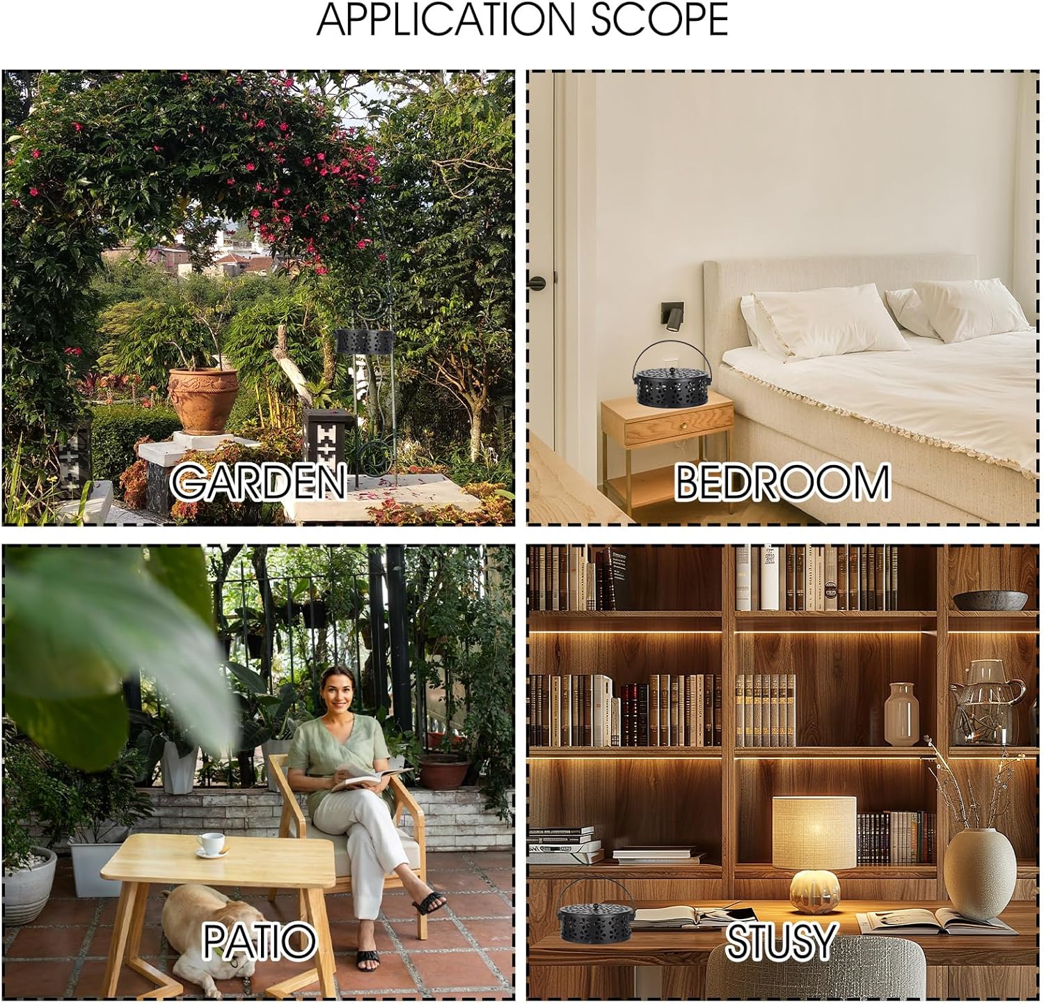 Tobeelec 4 Pcs Mosquito Coil Holder Outdoor Metal Incense Burner Holder with Handle Black Round Design