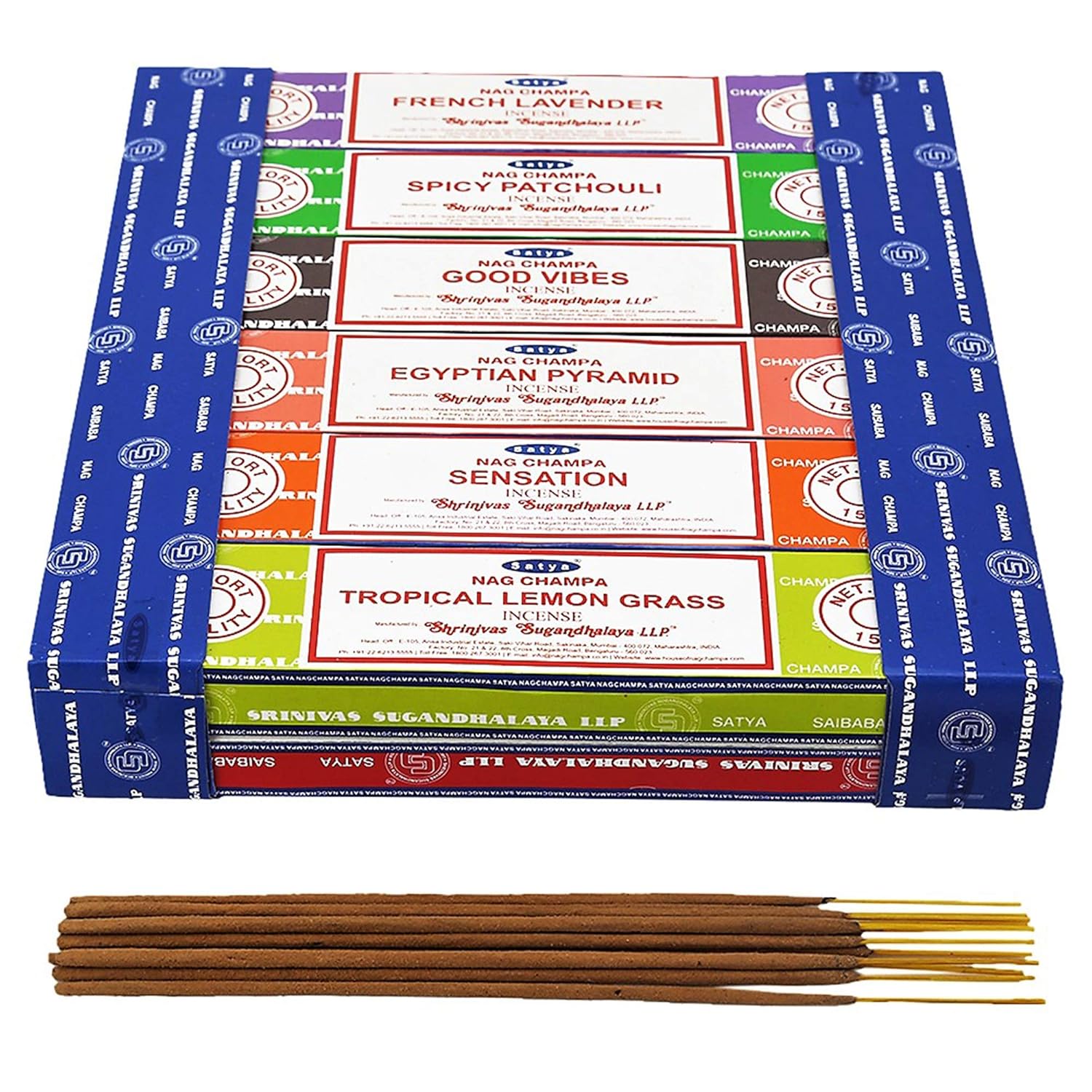 Satya 12 Pack Assorted Incense Sticks 15 Grams
