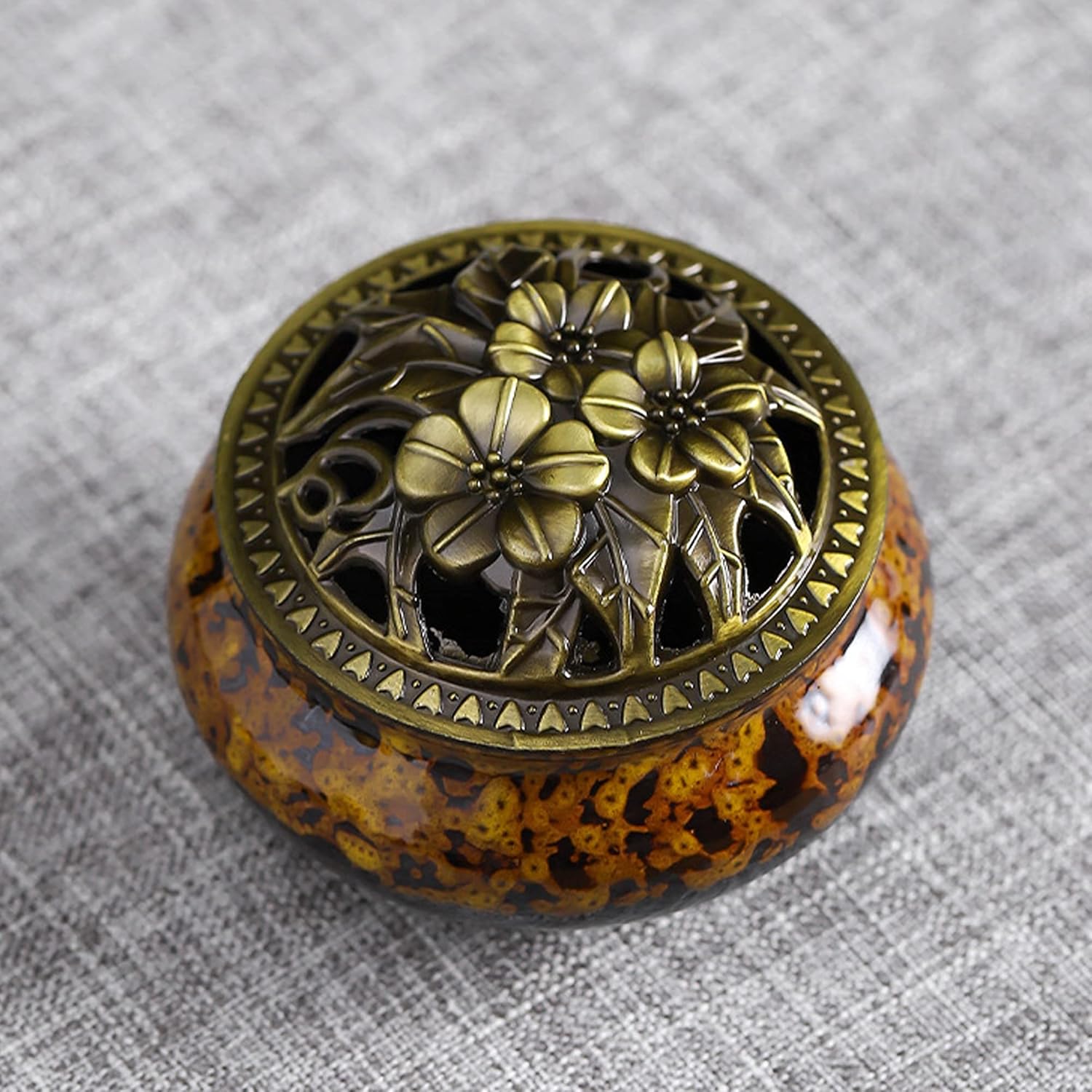 MENGSIYU Incense Cone Burner with Metal Holder and Fireproof Cotton
