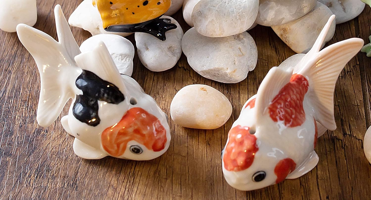 Tiny 2 Inch White Red Orange Goldfish Incense Holder