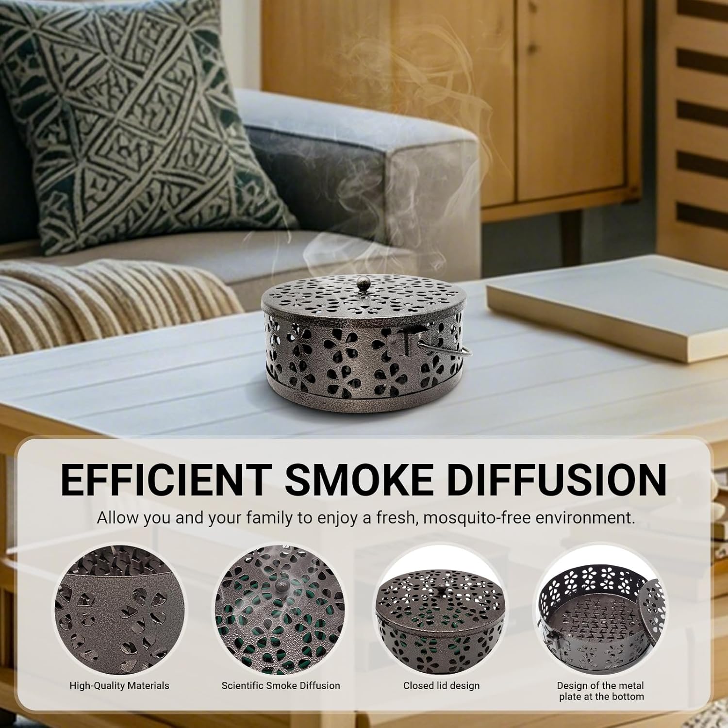 Mosquito Coil Holder with 24 Citronella Coils Portable and Indoor Outdoor Use