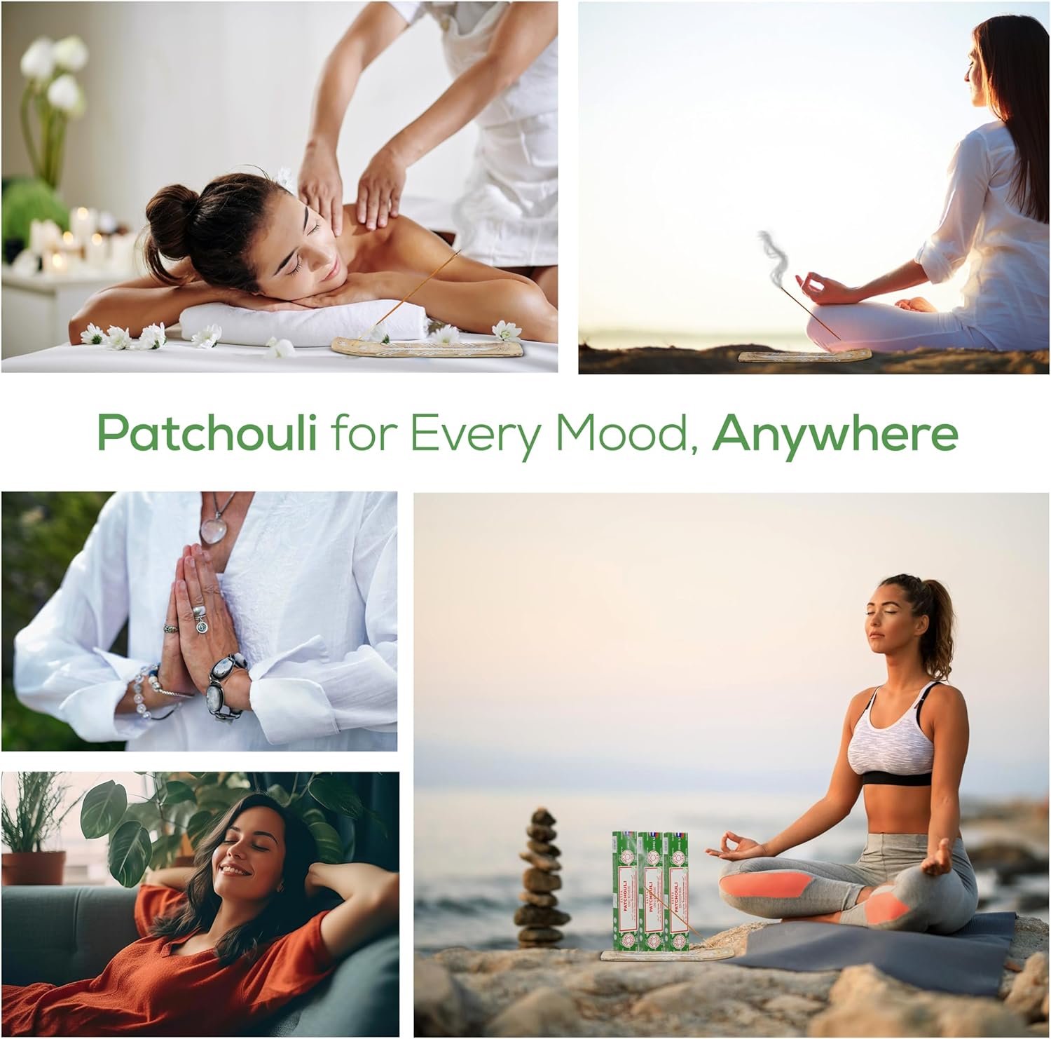 Satya Patchouli Incense Sticks 45 GMS 3 Pack with Raajsee Incense Holder
