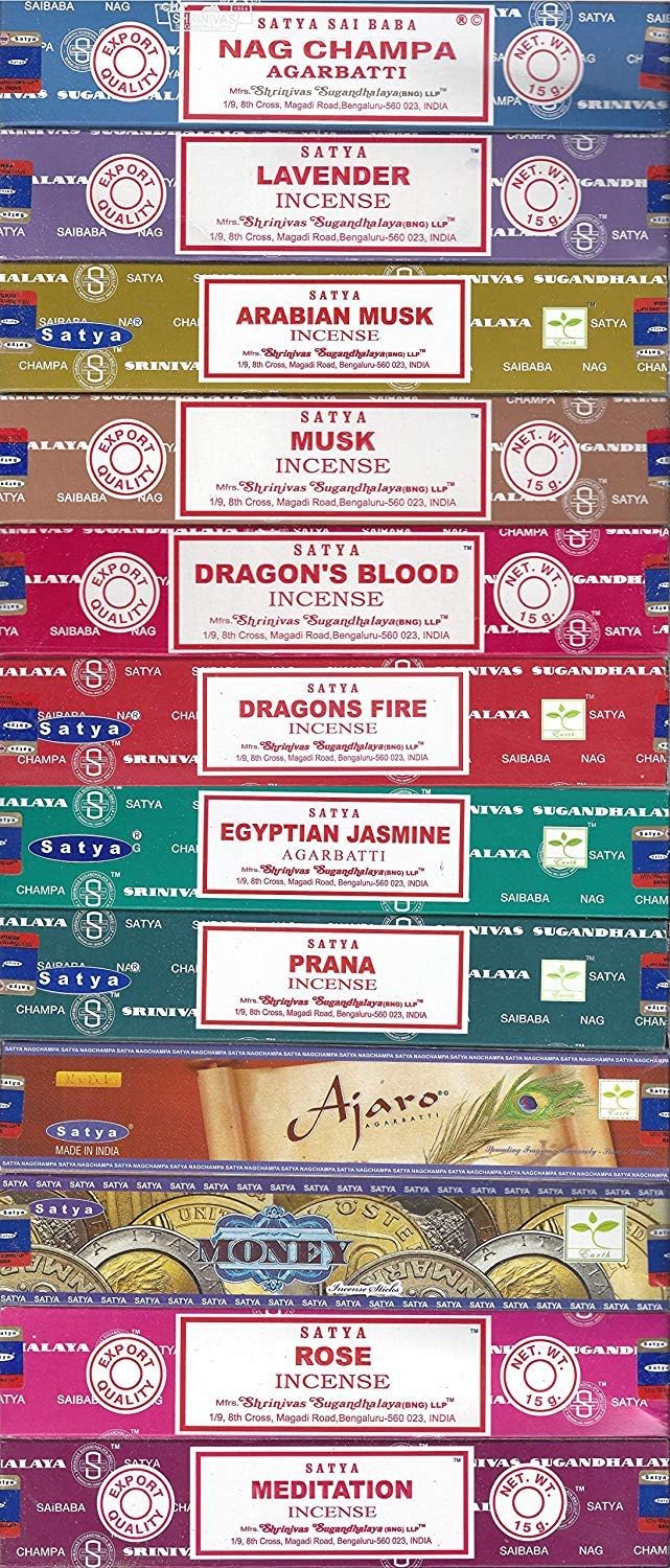 Set of 12 Natural Incense Sticks by Satya Bangalore