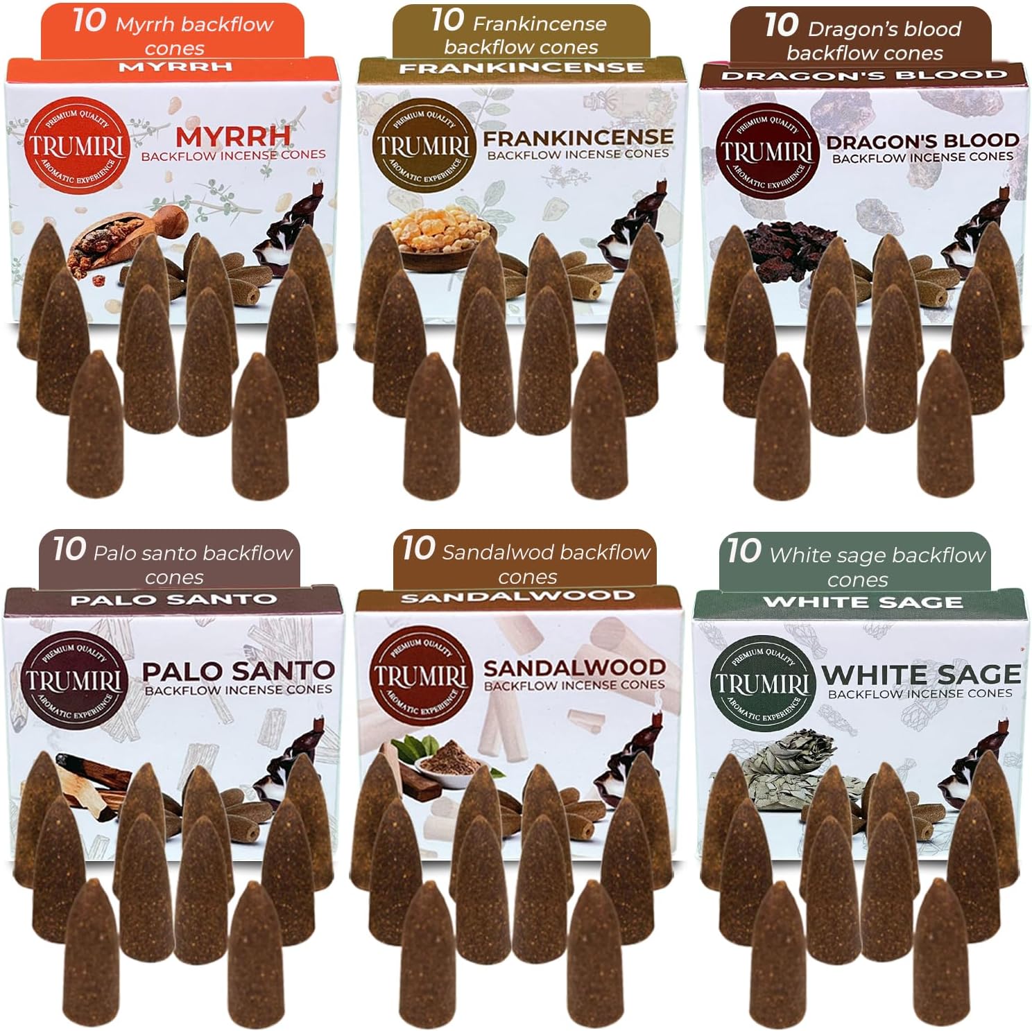 TRUMIRI Woody Backflow Incense Cones for Waterfall