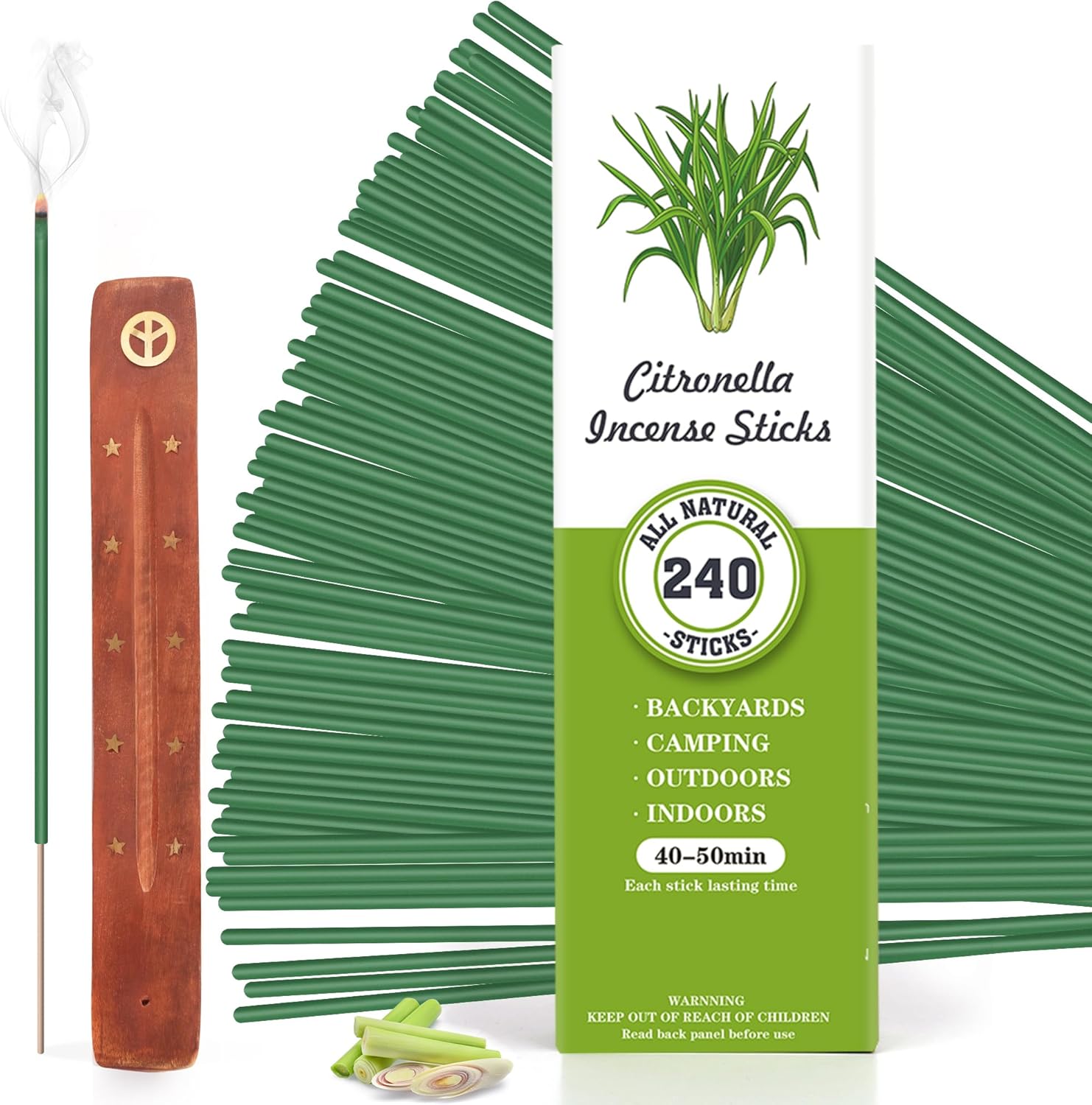 Citronella Incense Sticks 240 Count with Holder