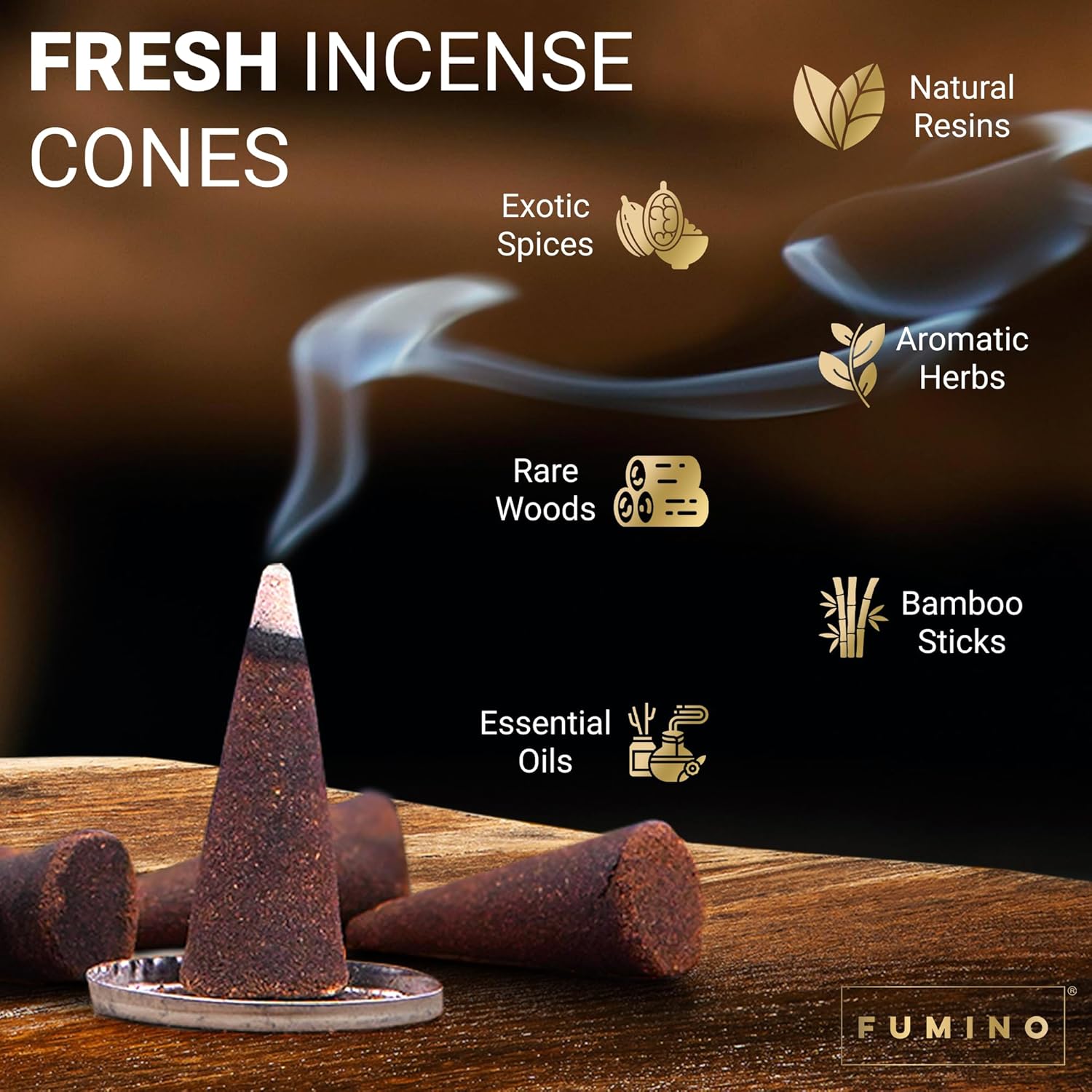 Fumino Simply Sandalwood Incense Cones 20 Per Box