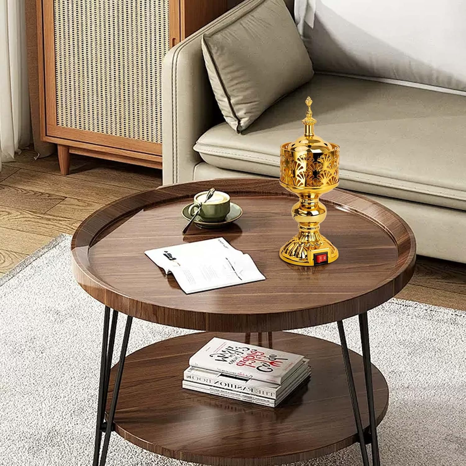 Golden Electric Incense Burner with US Plug