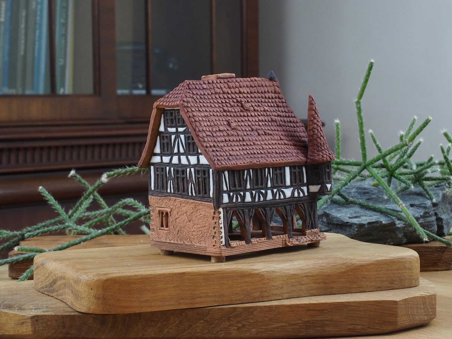Midene Ceramic Art Cone Incense Holder Handmade Collectible Miniature Town Hall Michelstadt Germany