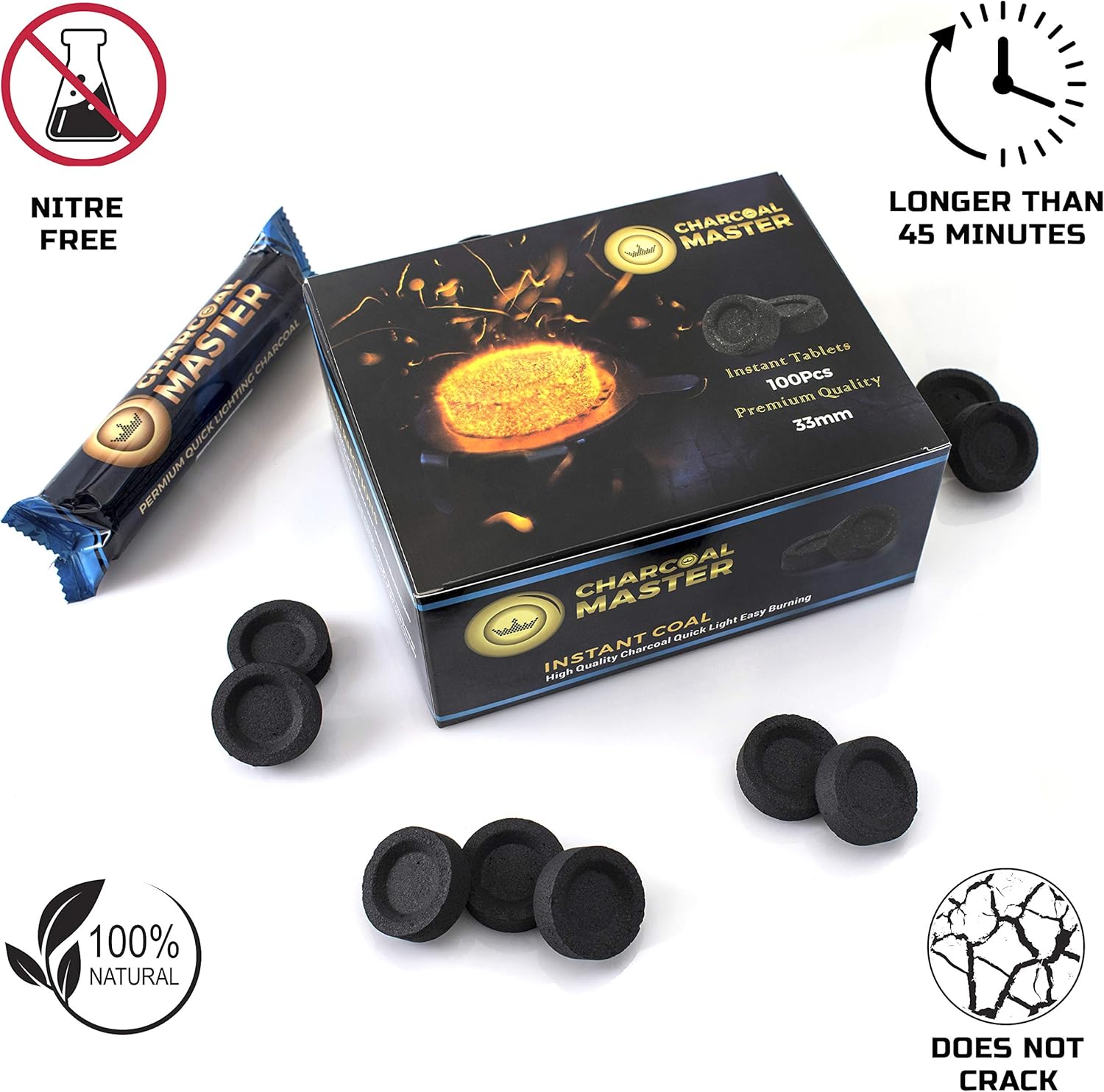 Quick Light Charcoal Tablets for Incense - Set of 100